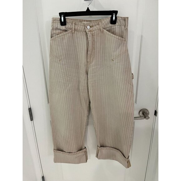 Anthropologie The Kayden Pilcro Carpenter Barrel Pants Stripe Women's Size 28 - Picture 2 of 15